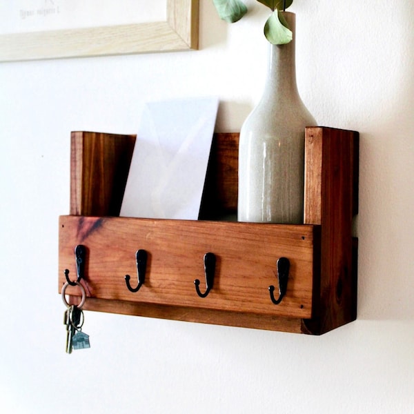 Wall Mounted Key Holder With Basket Etsy