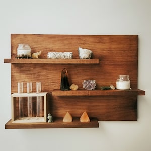 Three Tier Wood Wall Shelf for Entryway, Kitchen, Bath, Coffee Mugs and Plants & More image 7