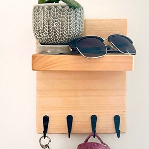 Slim Minimalist Key Holder Wall Shelf, Entryway Hook Hanger image 8