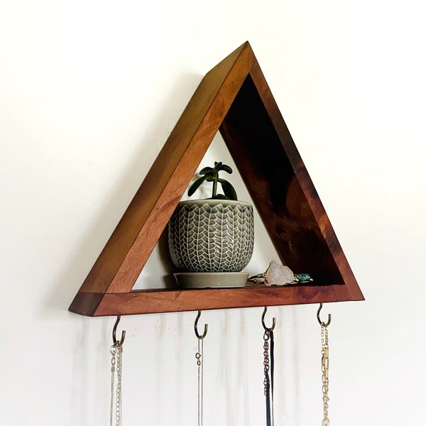 Triangle Necklace Holder, Wall Hanging | Wall Mount Jewelry Shelf