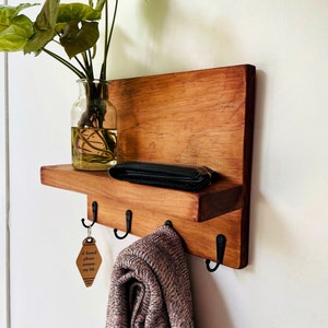 Minimalist Key Holder Wall Shelf, Entryway Hook Hanger image 2