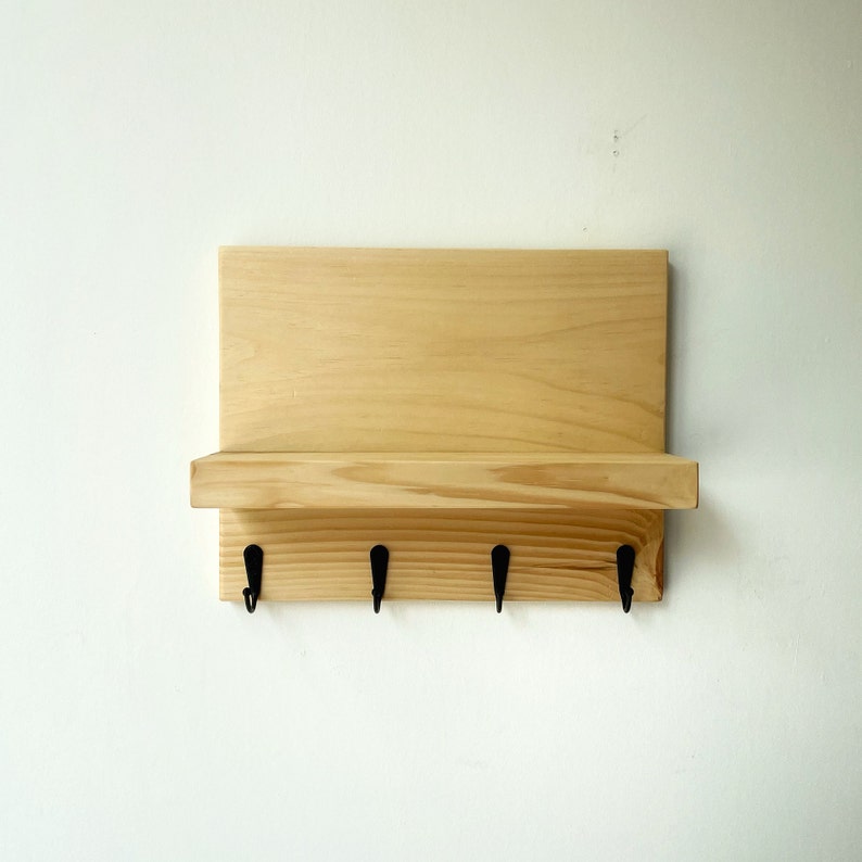 Minimalist Key Holder Wall Shelf, Entryway Hook Hanger image 6