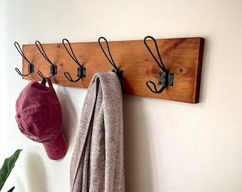 Modern Coat Hook Rack, Classic Wall Style Entryway Hooks | Rustic | Farmhouse