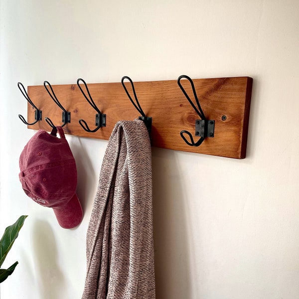 Modern Coat Hook Rack, Classic Wall Style Entryway Hooks | Rustic | Farmhouse