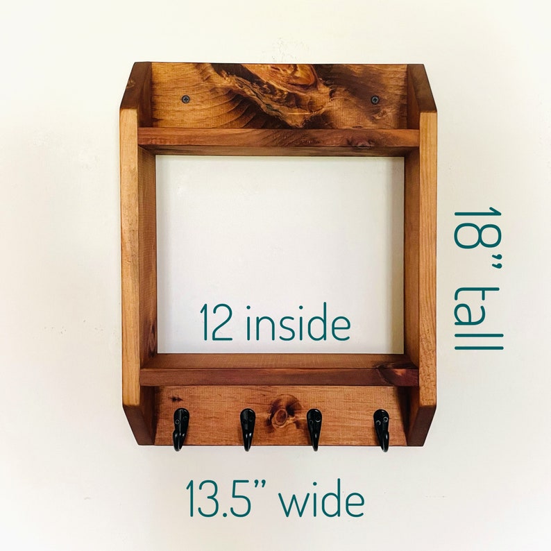 Entryway Storage Shelf With 4 Hooks Key Hook Wall Shelving Etsy