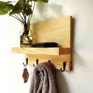 Minimalist Key Holder Wall Shelf, Entryway Hook Hanger image 4