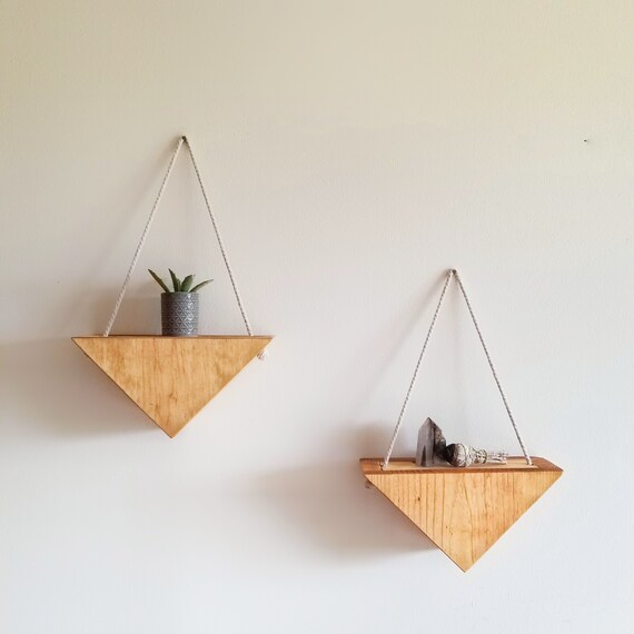 Triangle Wall Planter Hanging Shelf Oil Decor Crystal Shelving Home