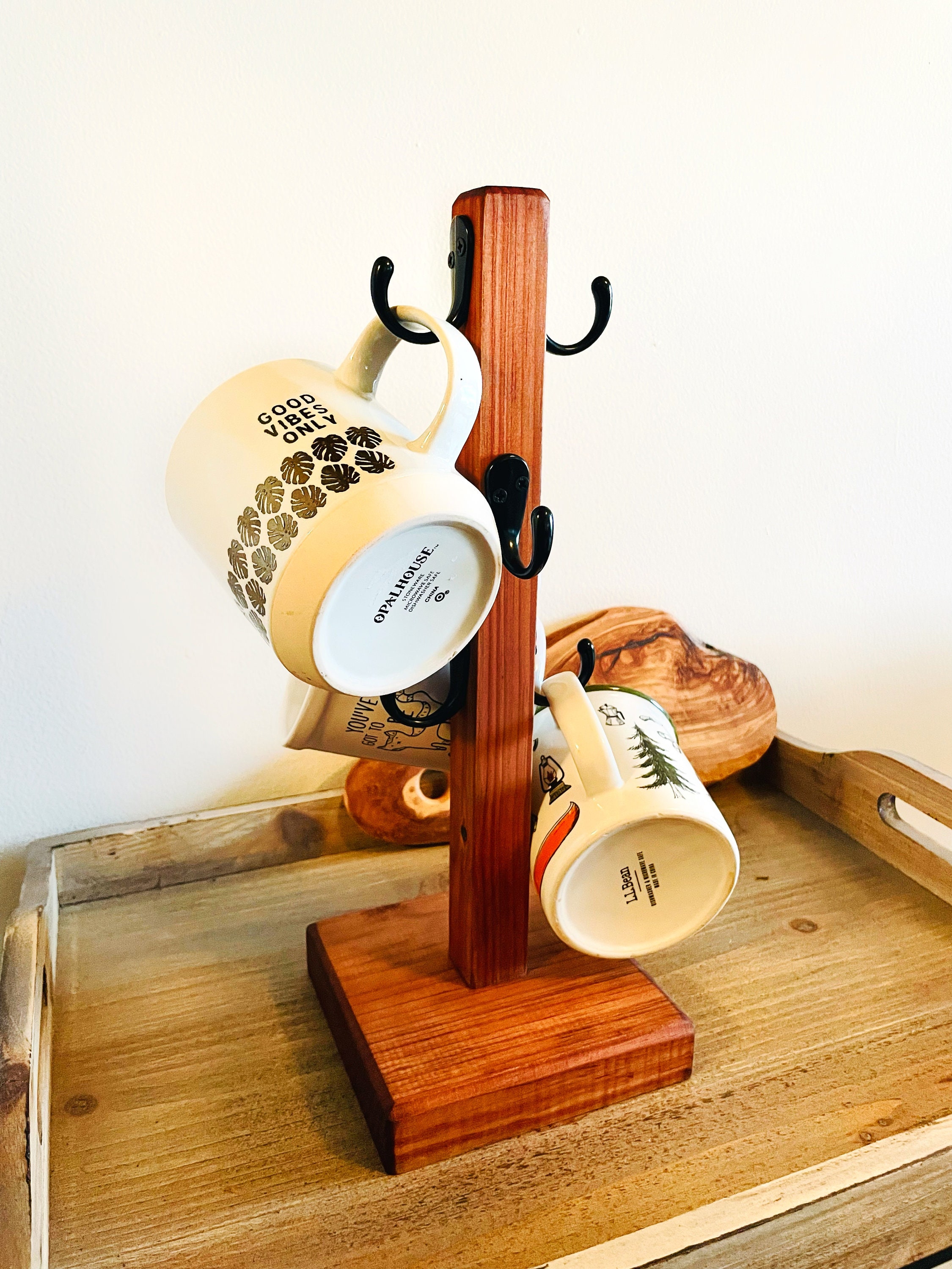 Coffee Mug Stand Rae Dunn Inspired 6 Hook Mug Tree Solid Wood