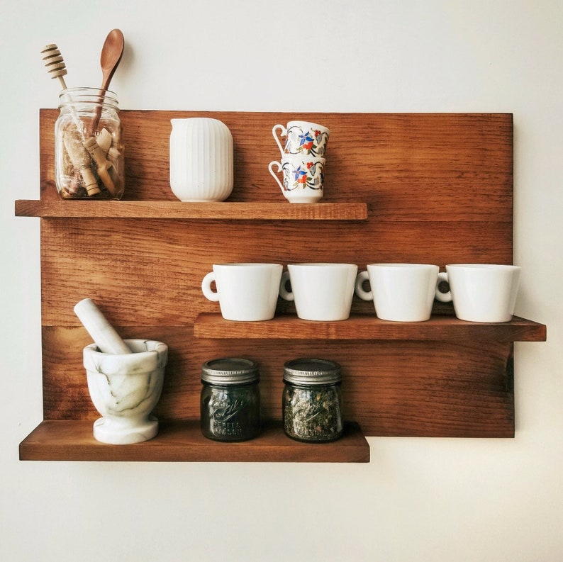 Three Tier Wood Wall Shelf for Entryway, Kitchen, Bath, Coffee Mugs and Plants & More image 1