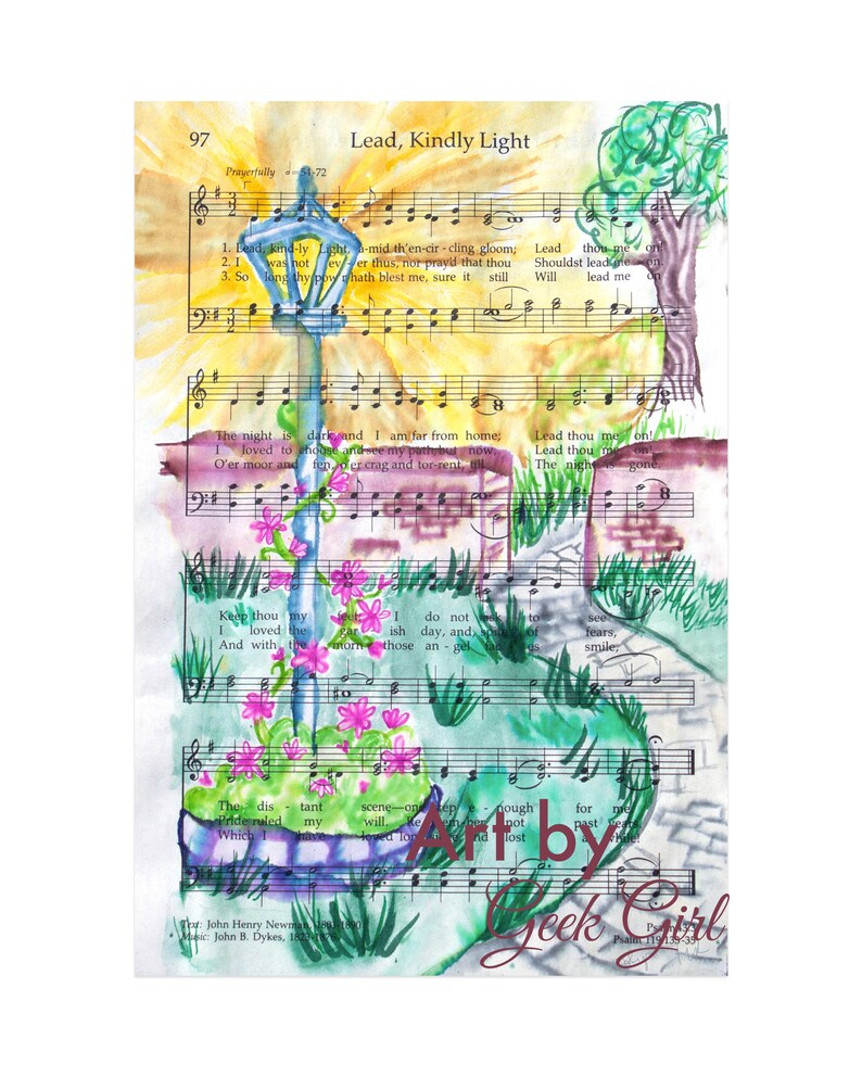 Lead Kindly Light Garden Print Home Decor LDS Art Upcycled Etsy