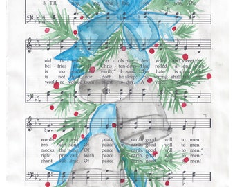 J'ai entendu les cloches le jour de Noël impression numérique - cloches argentées - art de l'hymne