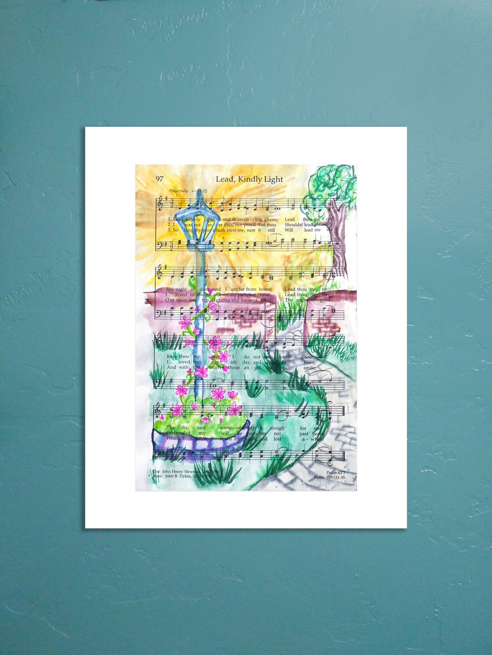 Lead Kindly Light Garden Print Home Decor LDS Art Upcycled Etsy