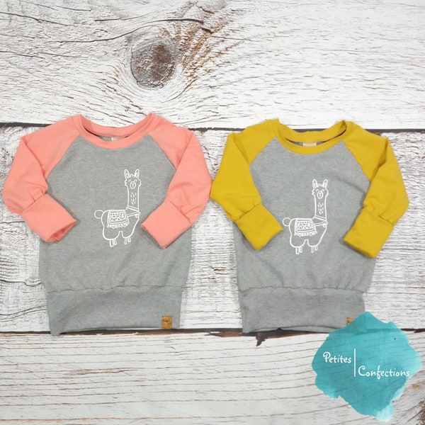 Scalable sweater Small Confections Grow with me Long-sleeved sweater Lama (c) Alpaca (c) Children Unisex Girl Boy