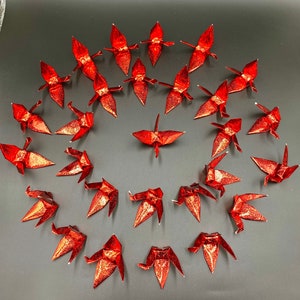Close out sale! 1000 Japanese origami paper crane shiny foil metallic paper in red and golden color