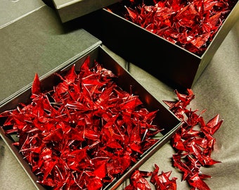 Valentine’s Day gift box red origami cranes