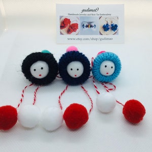Cușma lui Guguță Martisor / Baba marta / Martenitsa simbol of spring. Color black, blue and blue navy. Handmade by gudimaO