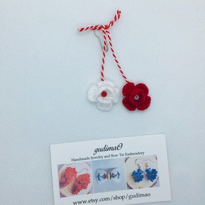 Crochet flowers Martisor/ Martisoare/ Babamarta / Martenitsa ethnic symbol of sprin. Handmade by gudimaO