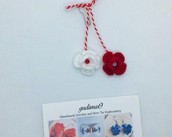 Crochet flowers Martisor/ Martisoare/ Babamarta / Martenitsa ethnic symbol of sprin. Handmade by gudimaO