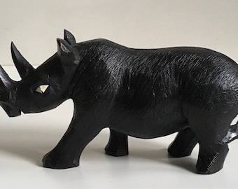 Vintage Hand-Carved Ebony Rhinocerii