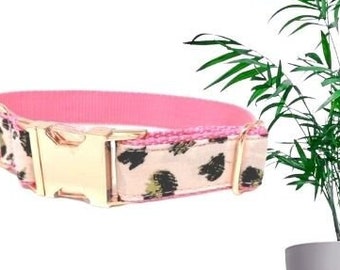 Pink, Dog Collar, Leopard Print, Cute Dog, Girl Dog Collar, Personalized, Engraved Dog Collar, Custom Dog Collar, Puppy Collar, Designer