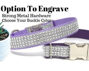 Fancy Girl Dog Collar, Purple, Lavender, Bling, Wedding, Sparkle Dog Collar, Puppy Collar, Pet, Personalize, Engraved, Custom, Diamond