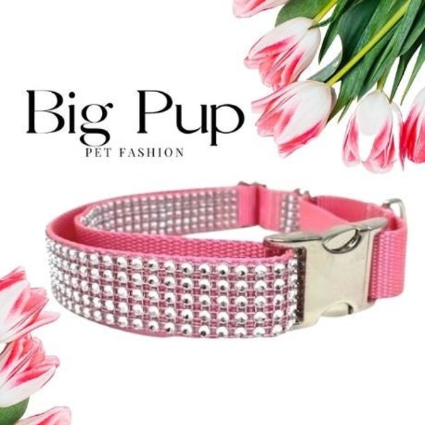 Rhinestone, Buckle, Martingale, Dog Collar, Light Pink, Sparkle, Bedazzled, Girl Dog, Wedding Collar, Personalized, Engraved, Custom