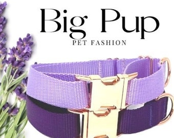 Purple, Lavender, Custom, Buckle Martingale Dog Collar, Girl, Personalized, Engraved, Cute, Designer, Puppy, Greyhound, Whippet, Rose Gold