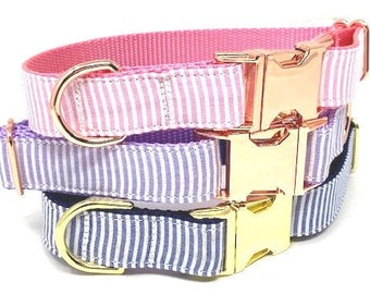 Striped, Pastel, Custom, Dog Collar, Girl, Boy, Personalize, Engrave, Cute, Designer, Puppy, Pet, Small, Medium, Large, Fashion, Pink, Blue