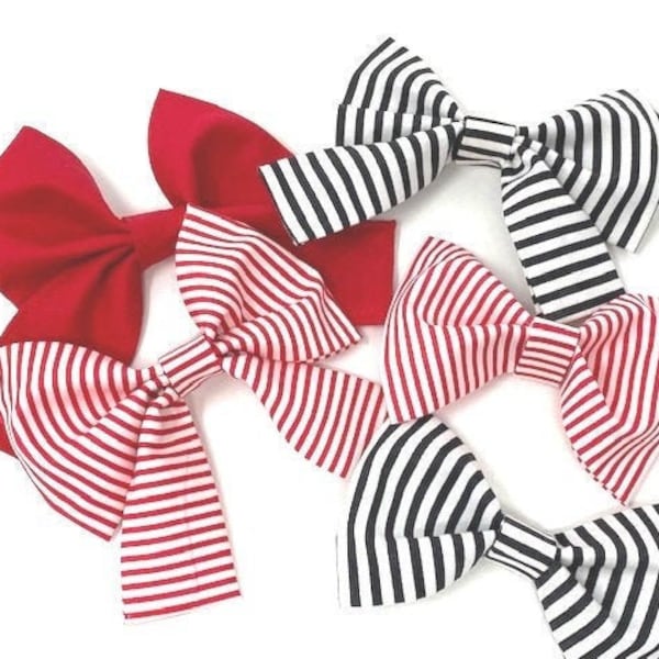 Dog Collar Bowtie, Red Bow Tie, Black, White, Stripe, Preppy, Bowties for girls, boys, Girly Dog Bow, dog accessories, cat accessories, pupp