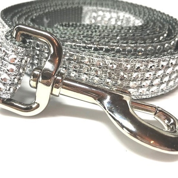 Silver, Grey Rhinestone Fancy, Glitter, Blingy Dog Leash, Platinum Dog Leash, Gray Dog Leash, Sparkling Dog Leash