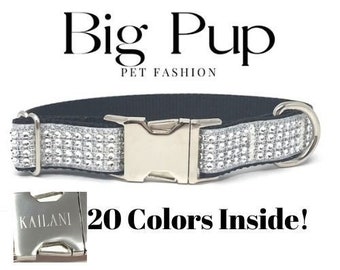 Option To Engrave, Custom, Rhinestone, Dog Collar, Fancy, Bling, Sparkle, Girl, Puppy, Small, Wedding Dog Collar, Black, Cute, Designer Dog