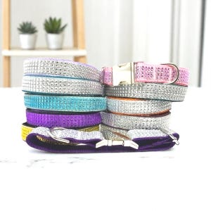 Elegante, Brillante, Diamantes de imitación, Personalizado, Collar para perro, Niña, Personalizado, Grabado, Bonito, Diseñador, Cachorro, Gato, Mascota, Pequeño, Mediano, Grande, Moda,