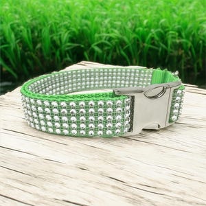 Strass, neongroen, limoen, strass, hondenhalsband, bling, schittering, verblind, meisjeshond, trouwhalsband, personaliseren, graveren, custom