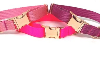 Dog Collar Girly, Light Pink, Hot Pink, Raspberry, Female, Puppy, Pet Collar, Personalized, Engraved, Small, Large, Custom Dog Collar, Cat