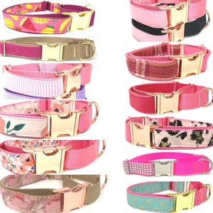 Pink, Personalized, Buckle Martingale Dog Collar, Girl, Custom Dog Collar, Designer, Puppy, Greyhound, Whippet, Fruit, Floral, Plaid, Velvet