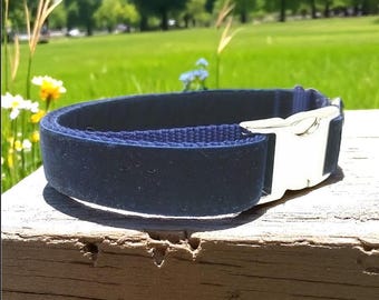 Collier pour chien, Bleu marine, Personnalisé, Fille, Garçon, Personnalisé, Objet gravé, Mignon, créateur, Chiot, Chat, Animal de compagnie, Petit, Moyen, Grand, Automne, Boucle, Mâle