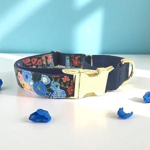 Floral, Girl, Buckle Martingale Dog Collar, Girl, Peony, Personalized, Engraved, Cute, Designer, Puppy, Greyhound, Whippet, Fabric, Puppy