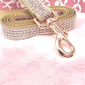 Blingy fantaisie strass or rose, Laisse pour chien scintillante, Laisse pour chien de créateur tendance, Laisses pour chien scintillantes, Petit chien, Grand chien