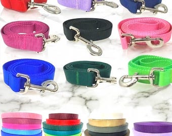 Dog Leash, 19 Color Options, Pink, Purple, Lavender, lilac, White, Orange, Red, Blue, Green, Dog Lead, 5 Foot, Silver Hardware, Girl, Boy