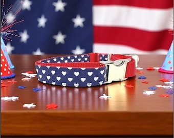 Red, White, Blue, 4th of July, Buckle Martingale Dog Collar, Puppy Collar, Girl, Boy, Personalized, Engraved, Custom, Greyhound, Whippet