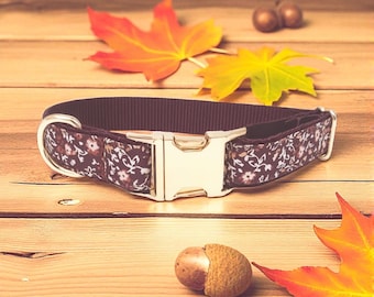Collar para niña, personalizado, con grabado, de diseño, granate, floral, personalizado, bonito