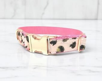 Pink, Dog Collar, Leopard Print, Cute Dog, Girl Dog Collar, Personalized, Engraved Dog Collar, Custom Dog Collar, Puppy Collar, Designer