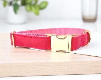 Custom Dog Collar, Pink Dog Collar, Rose Gold, For Girls, Personalized, Engraved, Puppy Collar, Large Dog Collar, Cute Dog Collar, Fabric