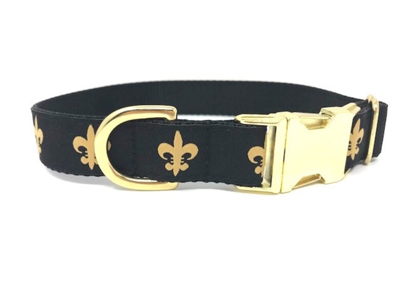 Gold And Black Fleurdelis Dog Collar New Orleans Saints Etsy