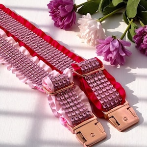 Bling Designer Dog Collar, Sparkle Rhinestones, Girl, Fancy, Personalized, Bedazzled, Grey, Puppy, Pet, Cat, Engraved, Custom, Diamond