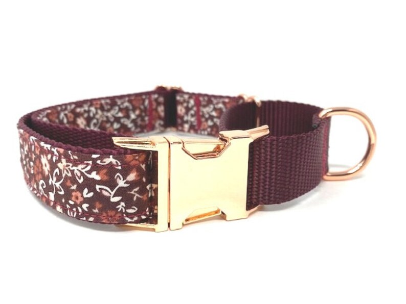 Martingale Dog Collar Rose Gold Buckle Burgundy Maroon Etsy