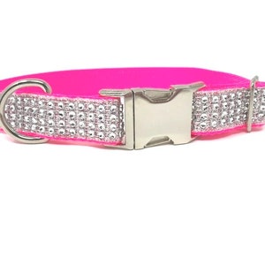 Rhinestone, Glitter, Fancy Dog Collar, Blingy Sparkly Pet Collar, Hot Pink, Purple, Lavender, Collar, Personalized, Engrave, Girls, Female image 6