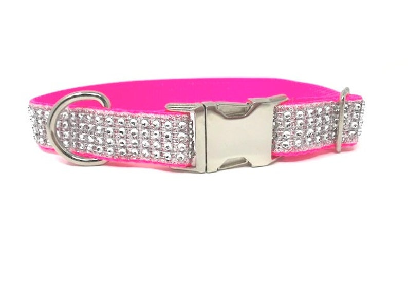 Rhinestone, Glitter, Fancy Dog Collar, Blingy Sparkly Pet Collar, Hot Pink, Purple, Lavender, Collar, Personalized, Engrave, Girls, Female image 6