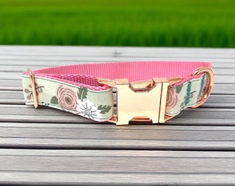 Pink, Rose Gold, Green, Girl Dog Collar, Female Pet Collar, Cute, Designer Dog Collar, Sparkle, Puppy Collar, Personalized, Engraved, Custom