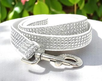 White And Silver Dog Lead, Rhinestone Fancy, Blingy Dog Leash, Girl Dog Leash, Grey Dog Leash, Sparkling Dog Leash, Dog Accessories, Gift
